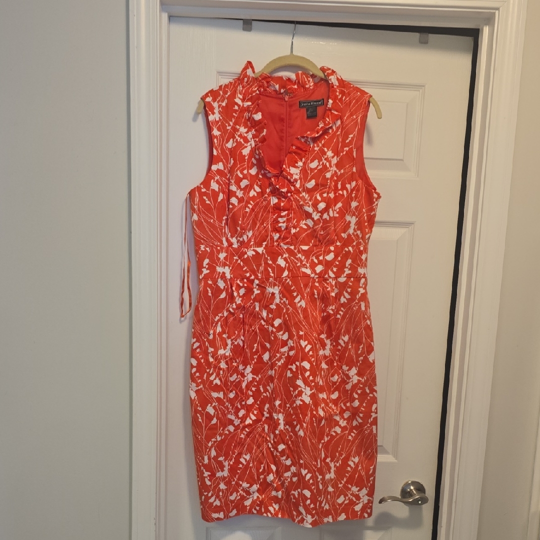 Jessica Howard Women's Orangish Red Floral Midi Dress